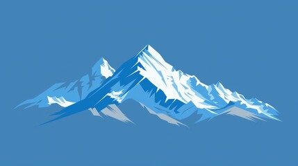 Poster - A blue background with a simple, white outline of a mountain range, evoking a sense of adventure