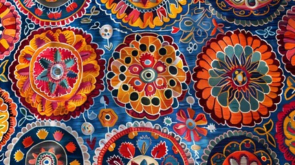 Poster - Circle motifs in global textiles symbolize unity, eternity, and life's cycles, reflecting cultural stories.