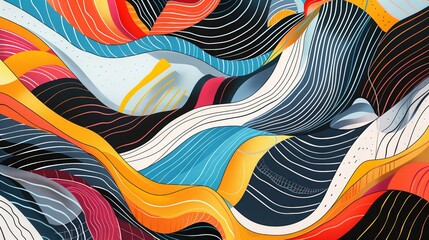Poster - Line-themed artwork features bold designs. Intricate lines form captivating patterns, creating movement.