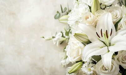 Poster - A bouquet of white flowers with a white background