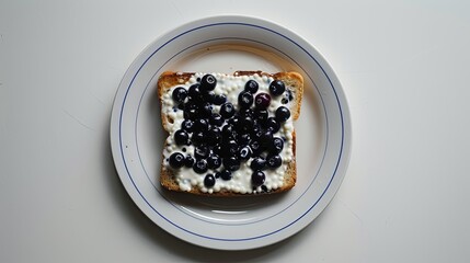 Canvas Print - A slice of bread with blueberries on top of it