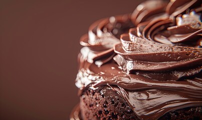 Poster - A chocolate cake with chocolate frosting and a chocolate rose on top