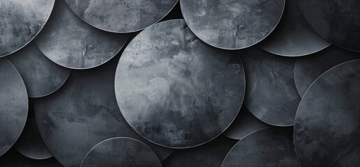 Poster - Abstract background with overlapping circles and grunge texture, monochrome design for graphic elements or backgrounds in the style of monochrome design.