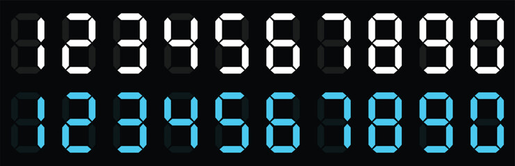 Digital numbers set. Digital clock numbers. Calculator digital numbers.Vector illustration. 