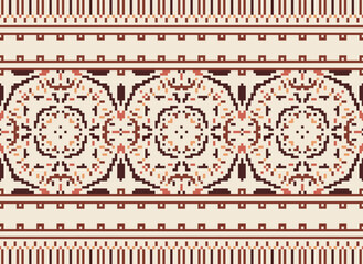 Wall Mural - Nature vintages cross stitch traditional ethnic pattern paisley flower Ikat background abstract Aztec African Indonesian Indian seamless pattern for fabric print cloth dress carpet curtains and sarong