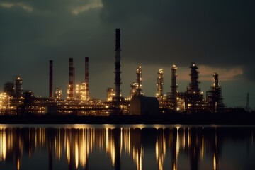 Canvas Print - Illuminated Industrial Skyline at Night