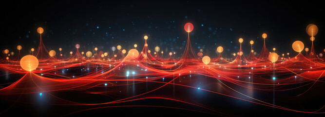 Wall Mural - Abstract Futuristic Network Connections on Dark Background