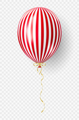 Wall Mural - 3d realistic red striped balloon. USA Independence Day