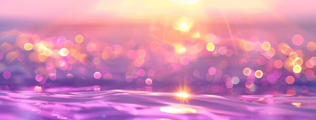 Wall Mural - Sparkling Pink Sunset Over Calm Water