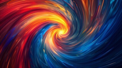 Canvas Print - A swirling vortex of vibrant colors, with shades of blue, red, and yellow blending seamlessly to create a sense of motion and depth