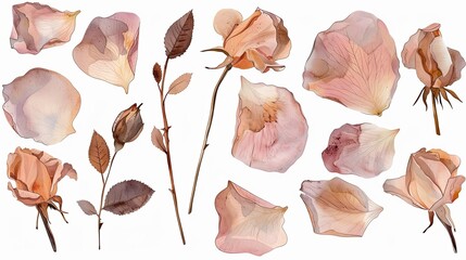 Canvas Print - A collection of flower petals and stems in various sizes and shapes