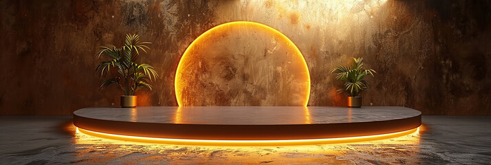Wall Mural - gold background podium stage golden 3d platform