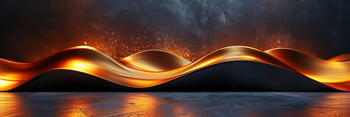 Wall Mural - Gold background podium stage golden 3D platform