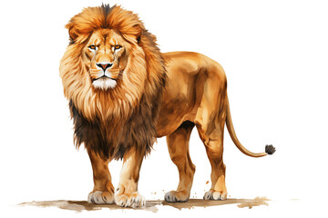 Sticker - Majestic lion in regal pose, isolated on transparent PNG background, ideal for creative design projects, animal illustrations, and wildlife-themed graphics