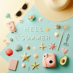 Wall Mural - Hello summer background. summer vacation concept