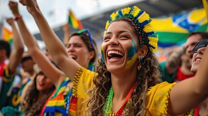 A football fan with their face painted in the world cup colors binds football fans together. Moments and matches are captured by onlookers in awe.