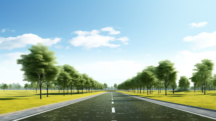 Canvas Print - Bright Sunny Day on a Serene Country Road