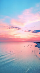 Poster - Tranquil Beach Sunset with Serene Waters