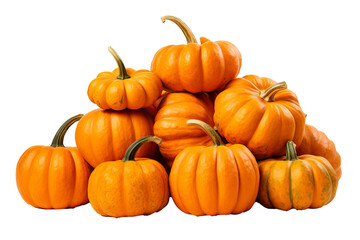 Pile of harvest pumpkins with PNG transparent background for fall and halloween designs