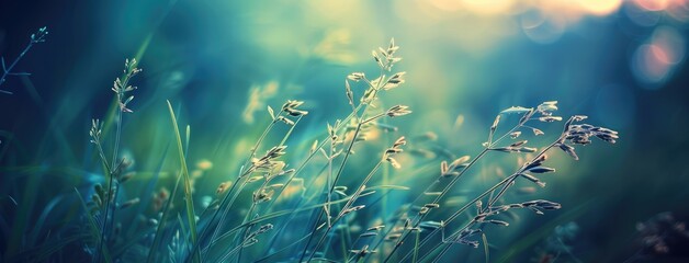 Wall Mural - Serene Meadow Grasses Bathed in Dusk Light