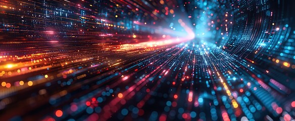 Poster - Abstract Digital Network with Glowing Lines and Dots