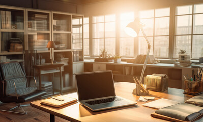 Canvas Print - Sunlit Modern Office Workspace