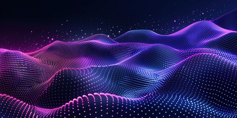 Poster - Abstract Digital Landscape with Glowing Dots