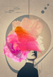 © Solarisys - Abstract contemporary art collage portrait of young woman with flowers on face hides her eyes
