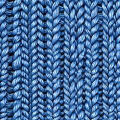 Wall Mural - Blue Knitted Fabric Texture Seamless Pattern Illustration