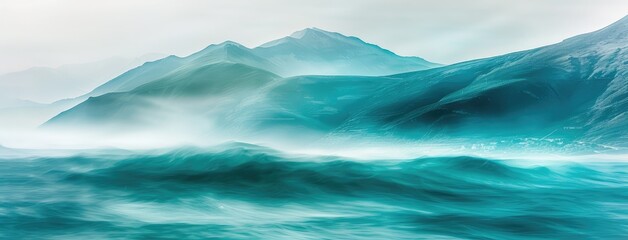 Poster - Mystic Mountains Rising Above a Turbulent Sea