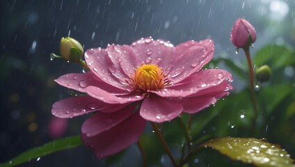 Wall Mural - natural flower in the rain