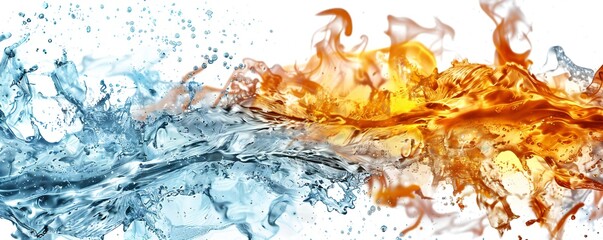 Wall Mural - fire mixed with water on white background generative ai