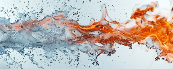 Wall Mural - fire mixed with water on white background generative ai