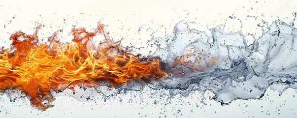 Wall Mural - fire mixed with water on white background generative ai