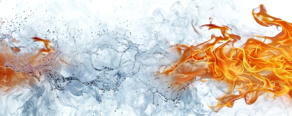 Wall Mural - fire mixed with water on white background generative ai
