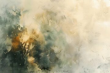 Canvas Print - Abstract Watercolor Background with Green and Beige Tones