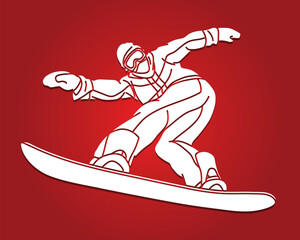 Wall Mural - Snowboard Sport Snowboarder Action Cartoon Graphic Vector