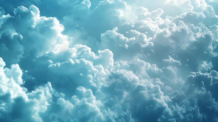 Wall Mural - White Fluffy Clouds in Blue Sky Background