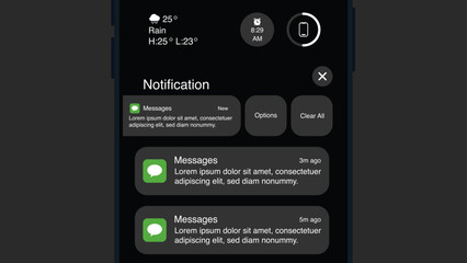 Poster - notification boxes template for smart device. smartphone message interface. messenger, sms, email, c