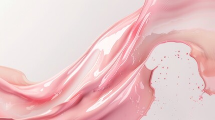 Poster - Liquid cosmetic flowing from container with white background