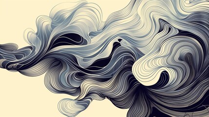 Poster - Dynamic abstract line art merges sleek lines and organic forms, creating a visually captivating motion.