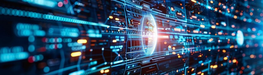 Poster - Abstract digital data communication technology network, representing futuristic internet network, artificial intelligence, and big data processing.