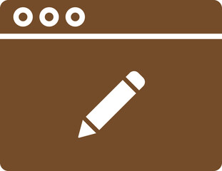 Sticker - Website Edit Icon in Brown and White Color.