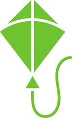 Sticker - Green Kite icon in flat style.