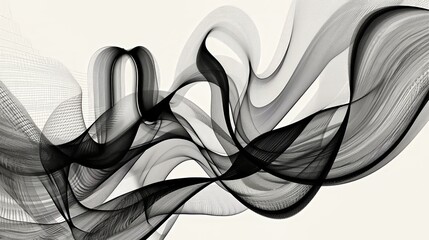 Poster - dynamic line art with flowing shapes and intricate patterns.