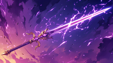 Poster - sword with purple lightning power