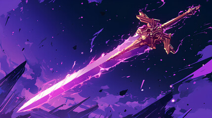 Poster - sword with purple lightning power