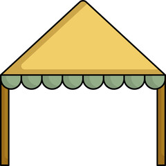 Sticker - Yellow Tent Icon in Flat Style.