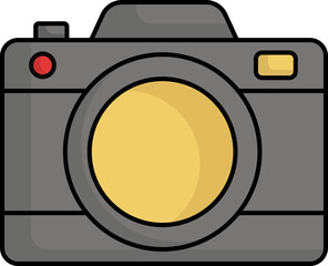 Canvas Print - Yellow and Grey Camera Icon in Flat Style.