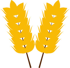 Sticker - Pair of Yellow Wheat Ear Icon in Flat Style.